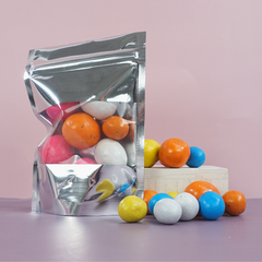 Glossy Chrome Silver Metallic Foil with Transparent Window Stand Strong® Bags