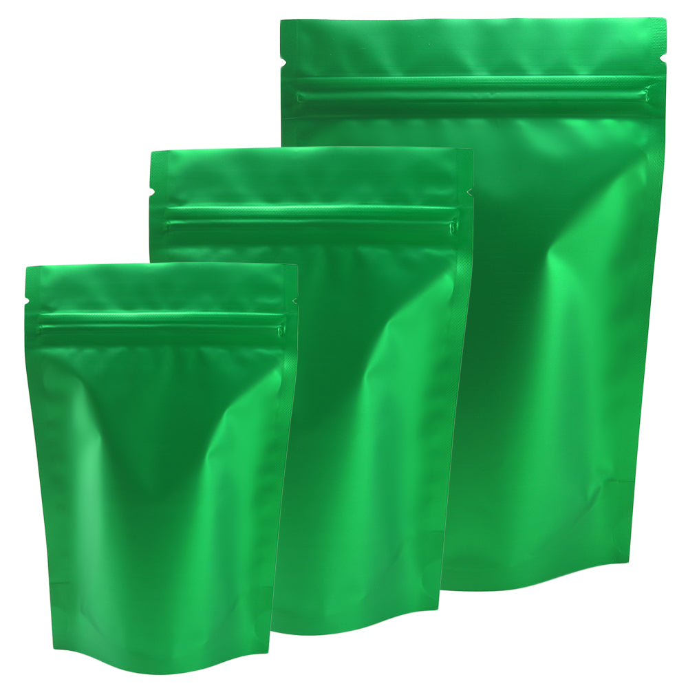 QQ Studio® Matte Half Emerald Green Metallic Mylar Stand Strong® Bags