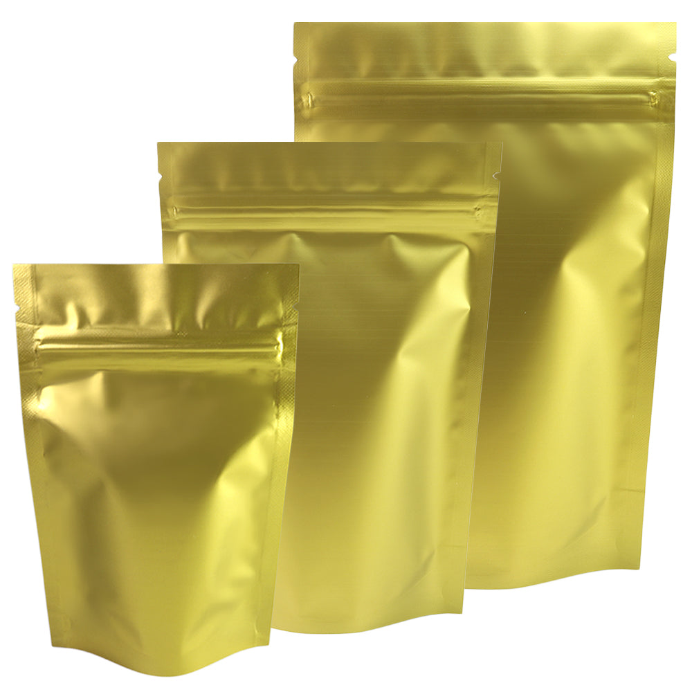 QQ Studio® Matte Half Chardonnay Gold Metallic Mylar Stand Strong® Bags