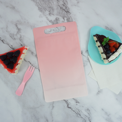 Gradient Sherbet Pink Clear Side Gusset Stand Strong® Bags with Die-Cut Handle