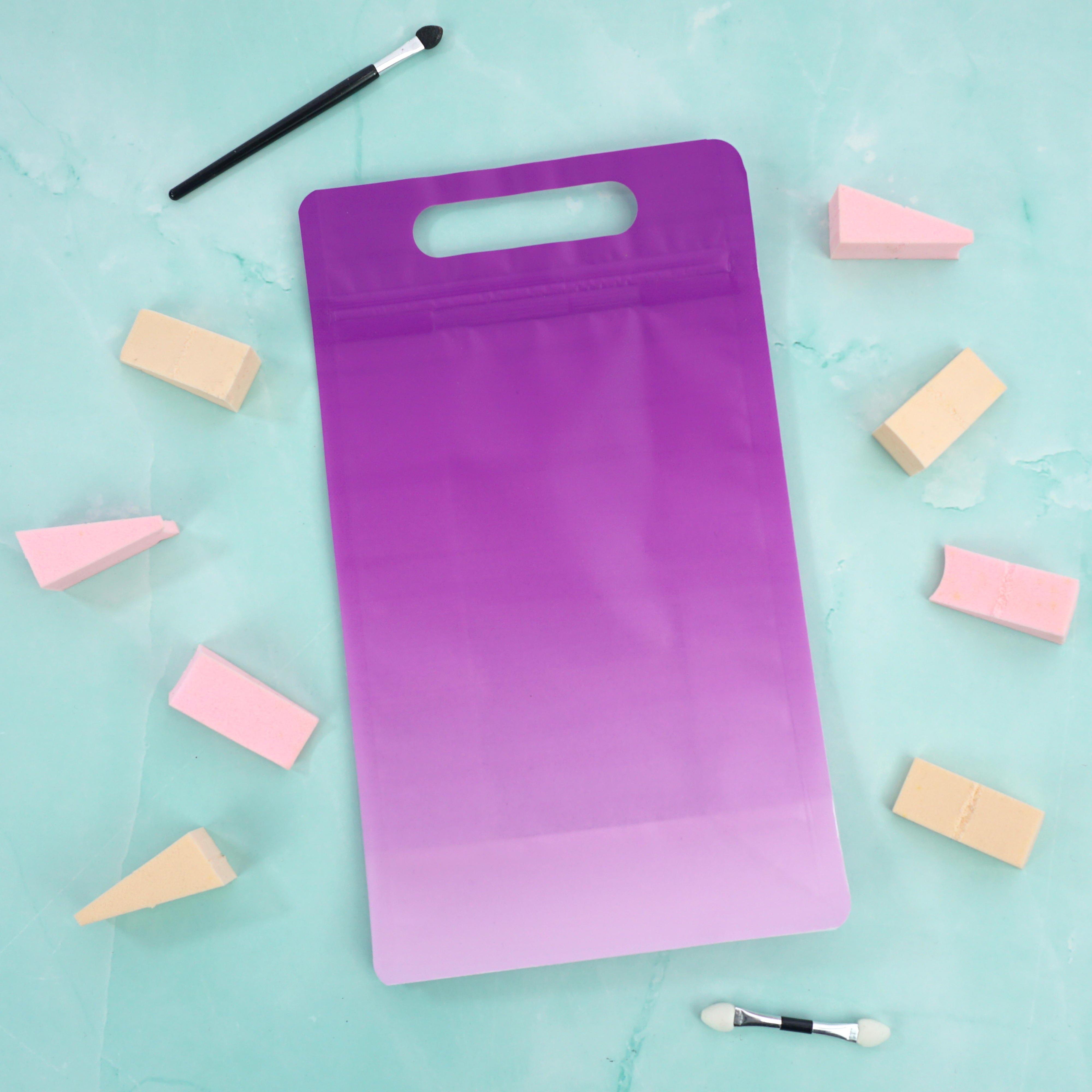 Gradient Sangria Purple Clear Side Gusset Stand Strong® Bags with Die-Cut Handle
