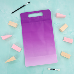 Gradient Sangria Purple Clear Side Gusset Stand Strong® Bags with Die-Cut Handle