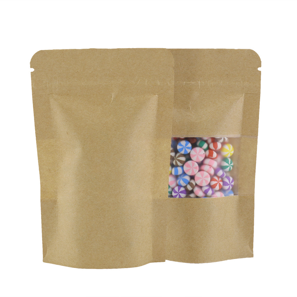 Rounded Corners Krafty Brown with Window Stand Strong® Bags