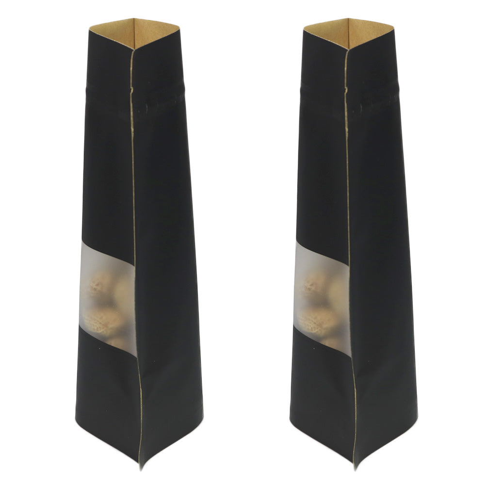 Wax Paper Black Kraft with Window Stand Strong® Bags