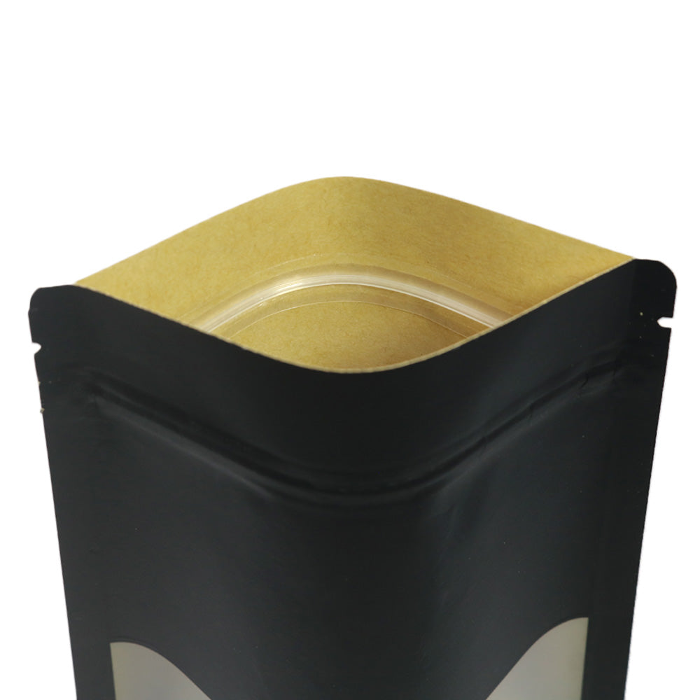 Wax Paper Black Kraft with Window Stand Strong® Bags