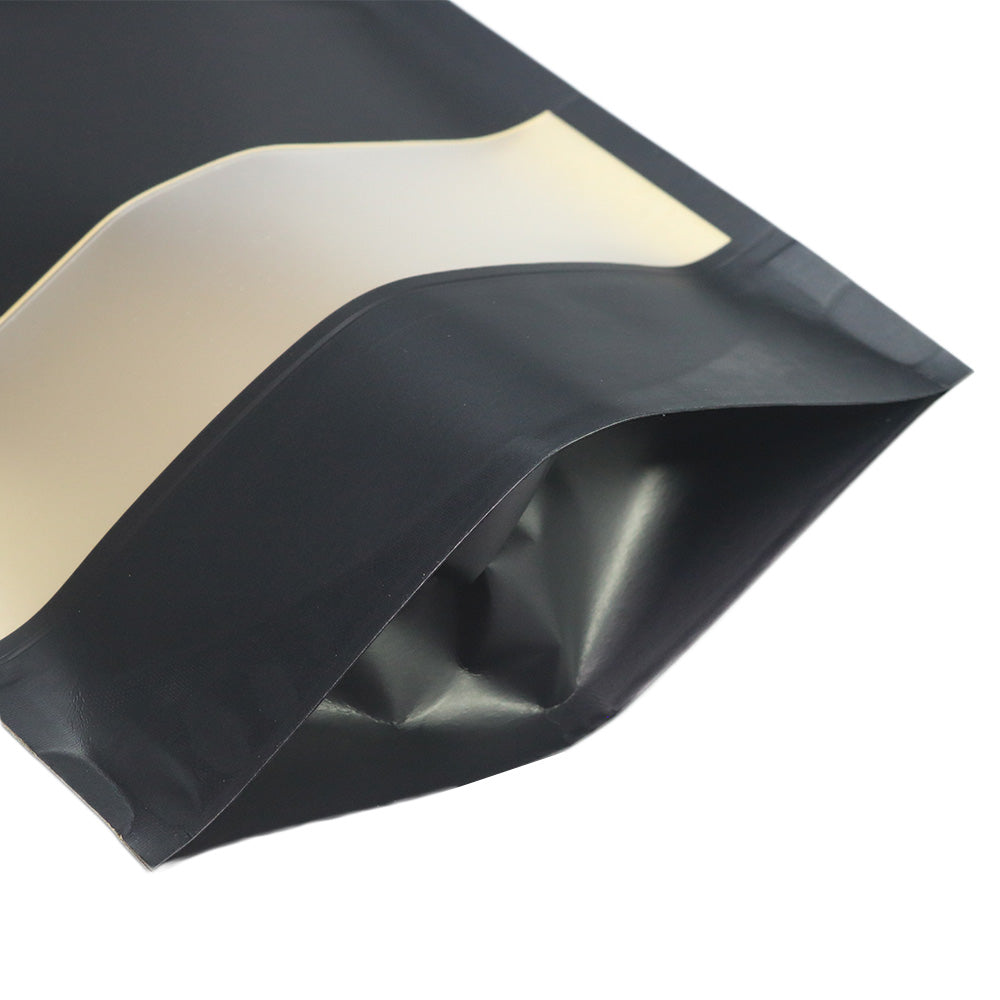 Wax Paper Black Kraft with Window Stand Strong® Bags