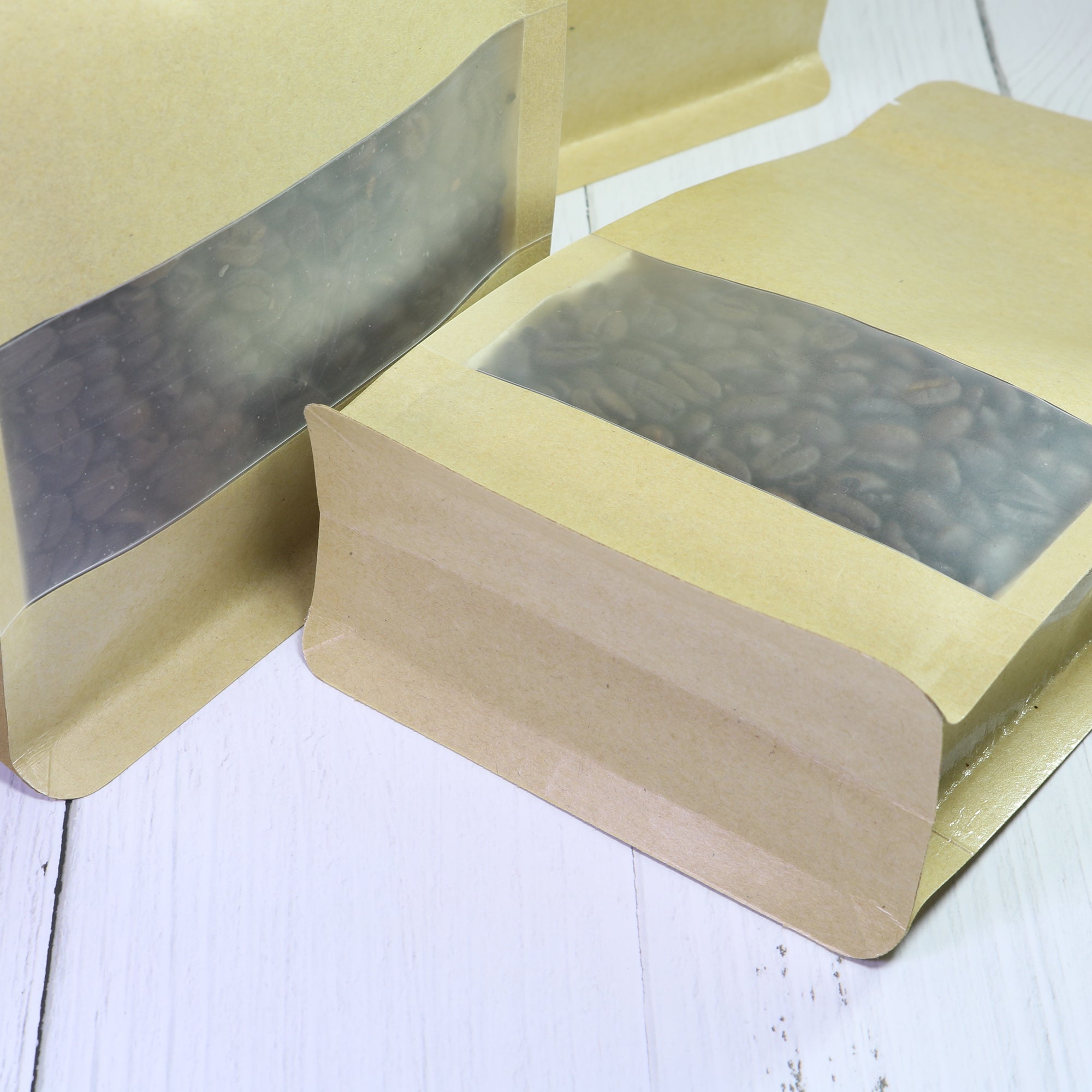 Krafty Brown Paper Side Gusset with Translucent Window Stand Strong® Bags