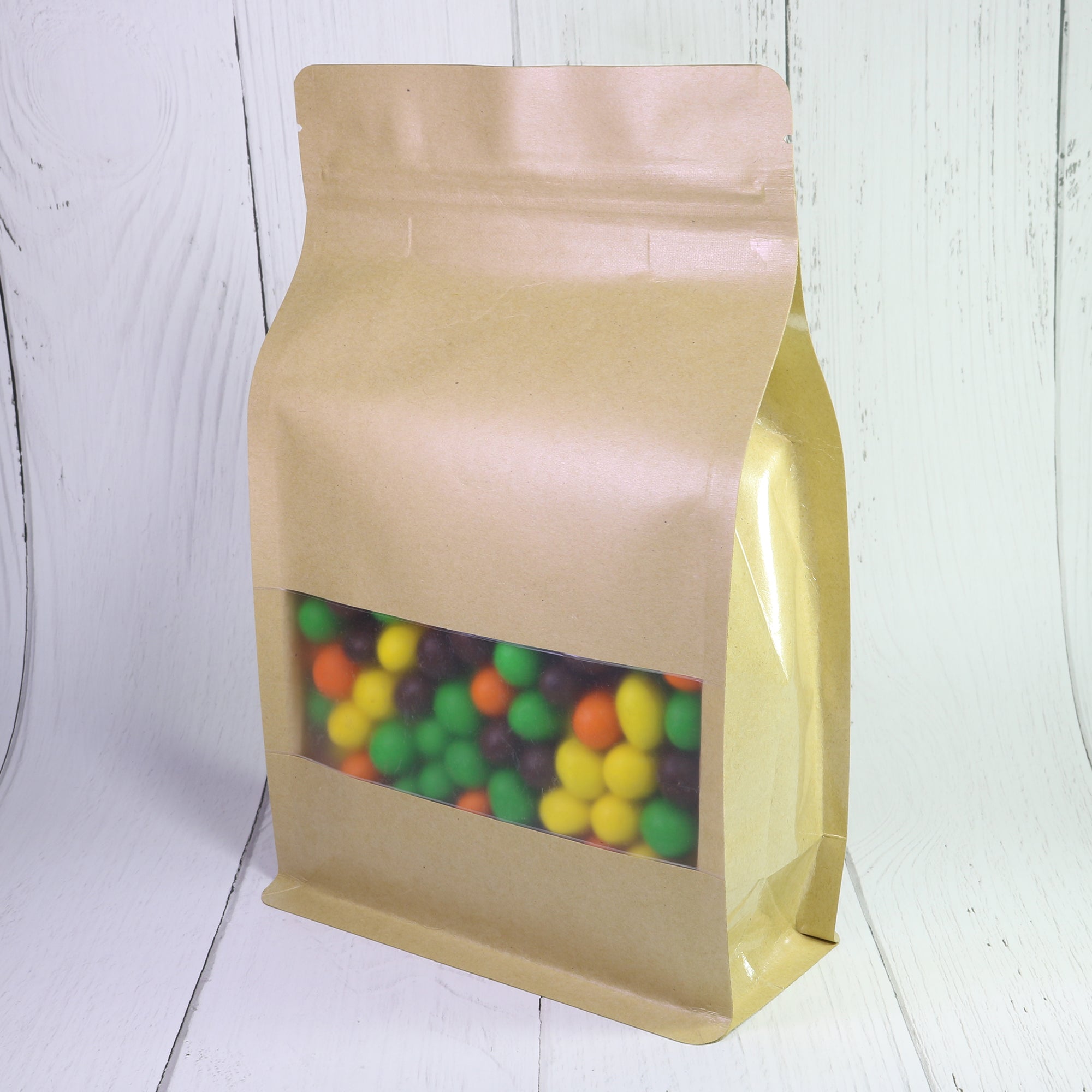 Krafty Brown Paper Side Gusset with Translucent Window Stand Strong® Bags