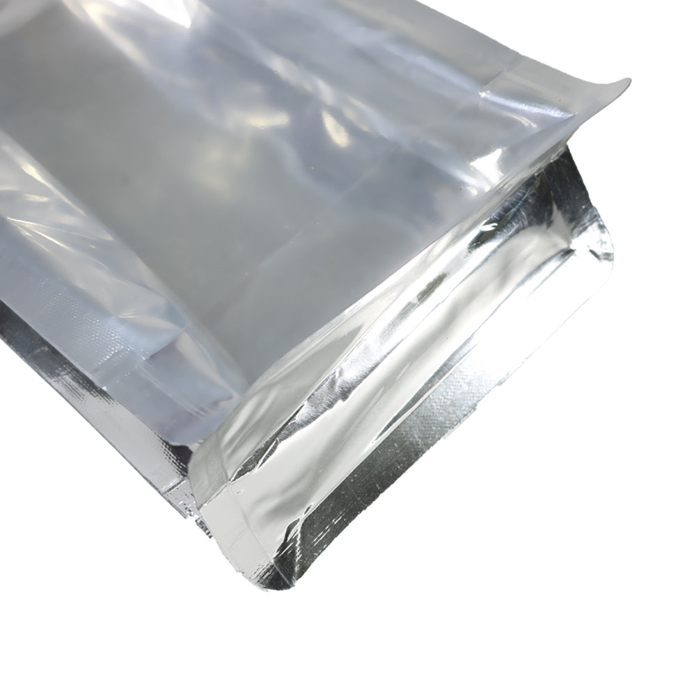 Clear and Silver Chrome Metallic Foil Side Gusset Stand Strong® Bags