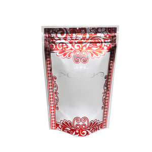 QQ Studio® Royal Red Floral Border Design Translucent Stand Strong® Bag