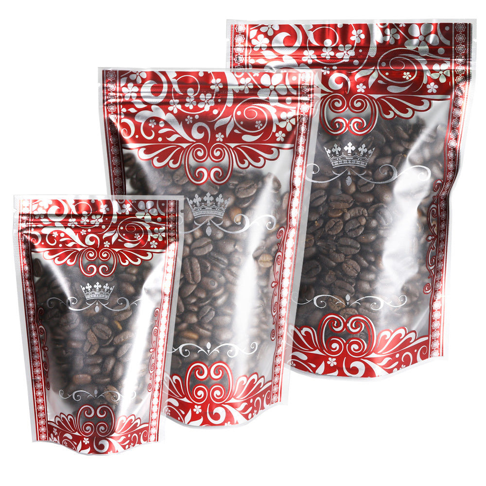 Royal Red Floral Border Design Translucent Stand Strong® Bag