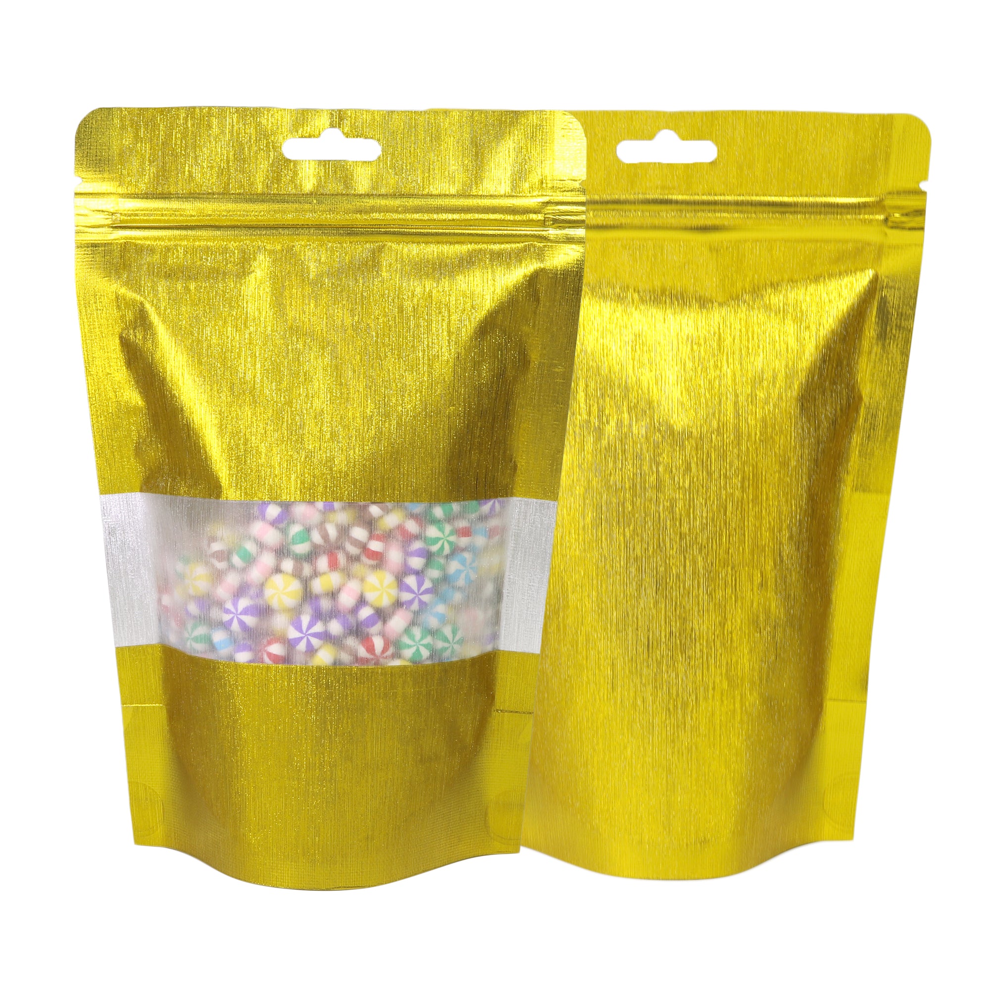 Shimmery Textured Gold Metallized Foil Stand Strong® Bags with Hang Hole