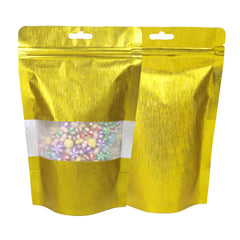 Shimmery Textured Gold Metallized Foil Stand Strong® Bags with Hang Hole