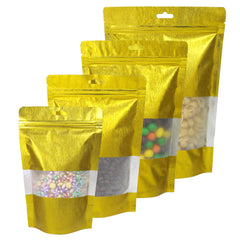 Shimmery Textured Gold Metallized Foil Stand Strong® Bags with Hang Hole
