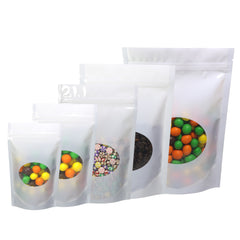 Glossy Purity White Round Window Plastic and Mylar Stand Strong® Bags