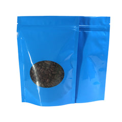 Glossy Wavy Blue Round Window Plastic and Mylar Stand Strong® Bags