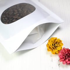 Glossy Purity White Round Window Plastic and Mylar Stand Strong® Bags