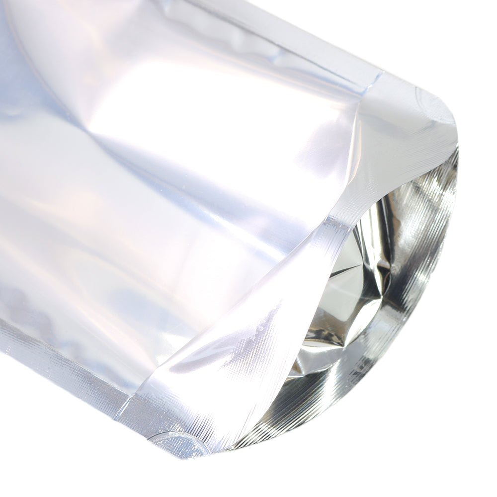 Clear and Silver Chrome Metallic Mylar Bottle Shaped Stand Strong® Bags