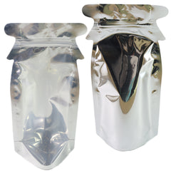 Clear and Silver Chrome Metallic Mylar Bottle Shaped Stand Strong® Bags