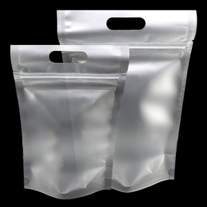 QQ Studio® Cloudy Translucent Polyethylene Stand QuickQlick® Bags with Die Cut Handles