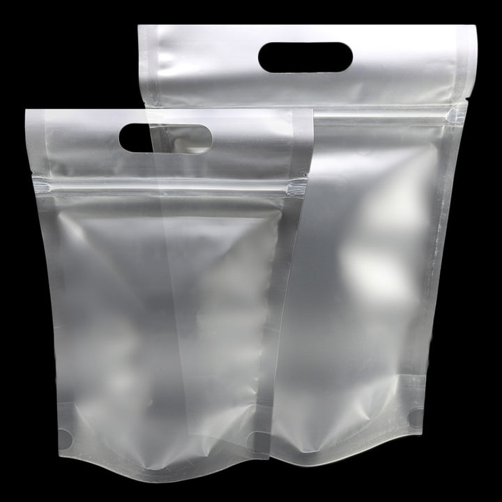 QQ Studio® Cloudy Translucent Polyethylene Stand QuickQlick™ Bags with Die Cut Handles