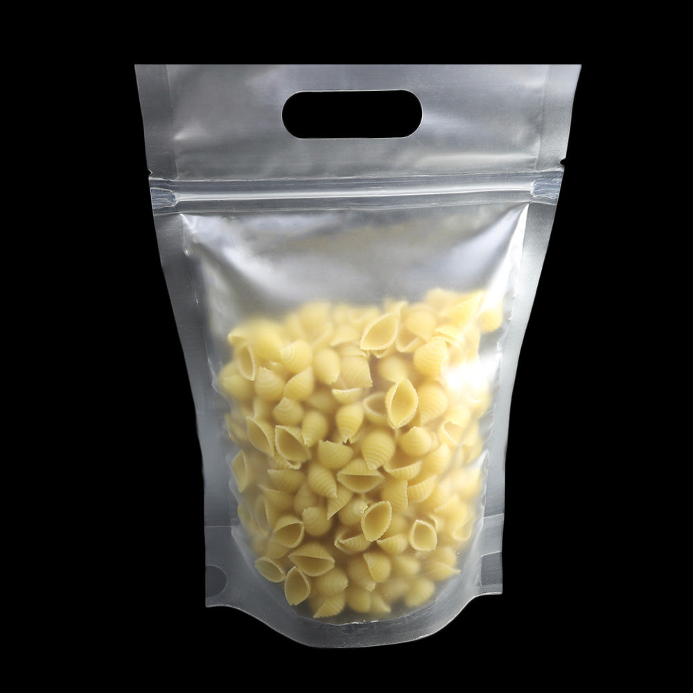 Cloudy Translucent Polyethylene Stand Strong® Bags with Die Cut Handles