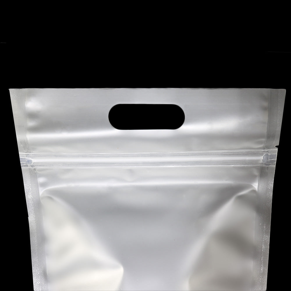 Cloudy Translucent Polyethylene Stand Strong® Bags with Die Cut Handles
