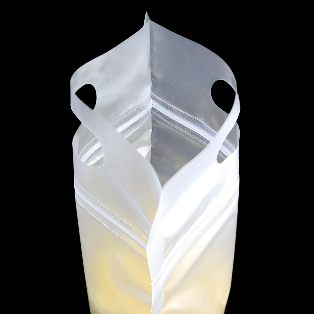 Cloudy Translucent Polyethylene Stand Strong® Bags with Die Cut Handles