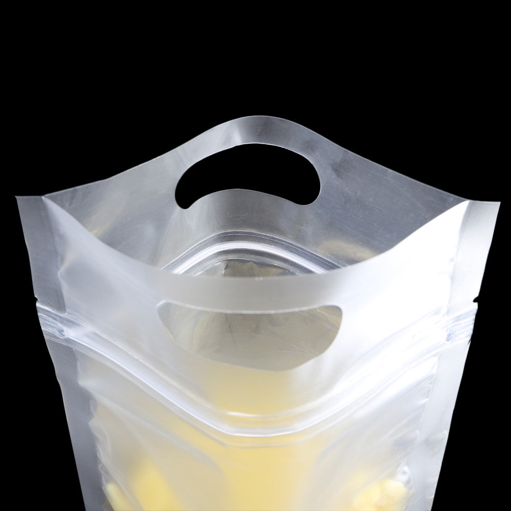 Cloudy Translucent Polyethylene Stand Strong® Bags with Die Cut Handles