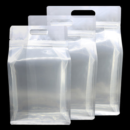 QQ Studio® Clean Clear Polyethylene Side Gusset Stand QuickQlick® Bags with Die Cut Handles