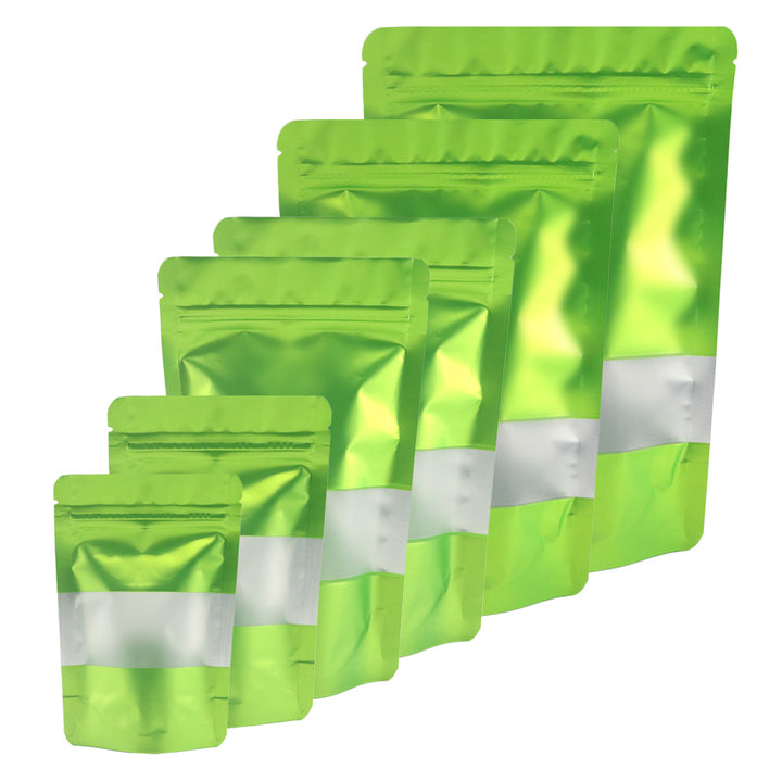 QQ Studio® Matte Citrus Green Frosted Window Mylar Stand QuickQlick™ Bags