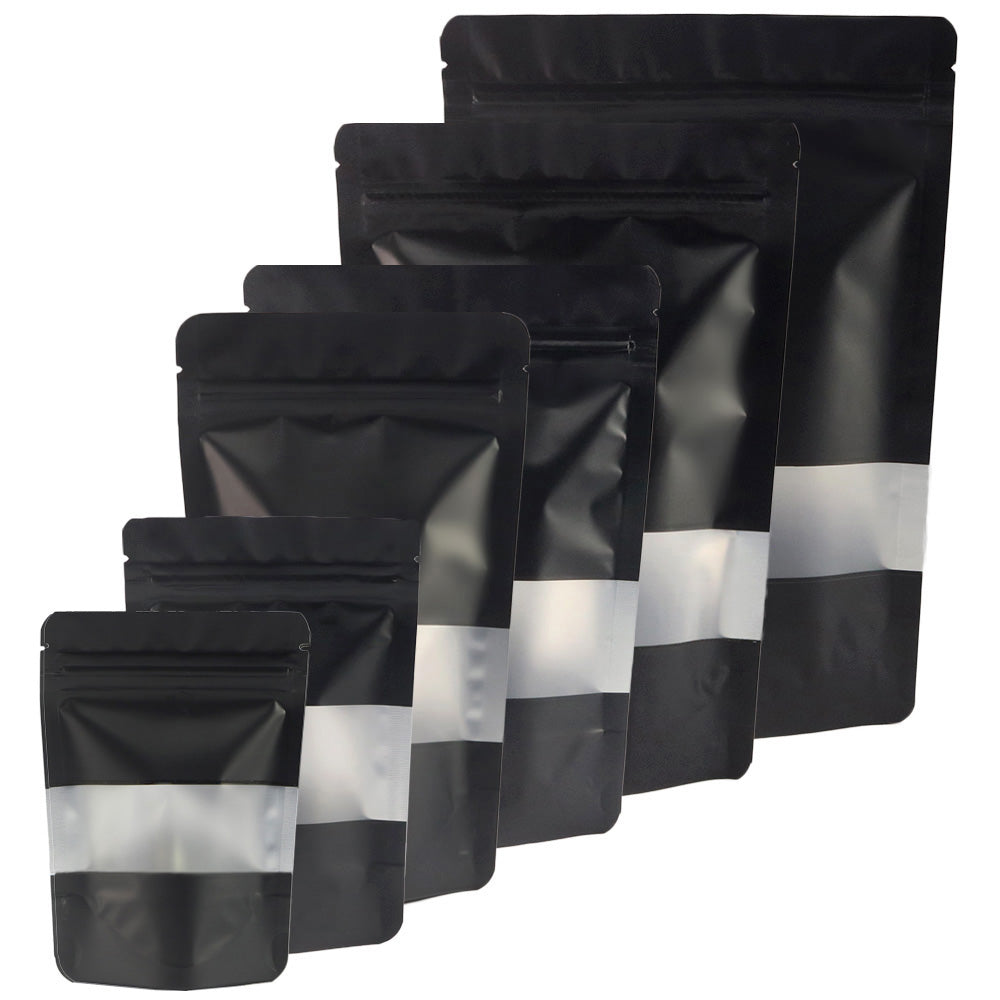 QQ Studio® Matte Waxed Black Window Mylar Stand QuickQlick® Bags