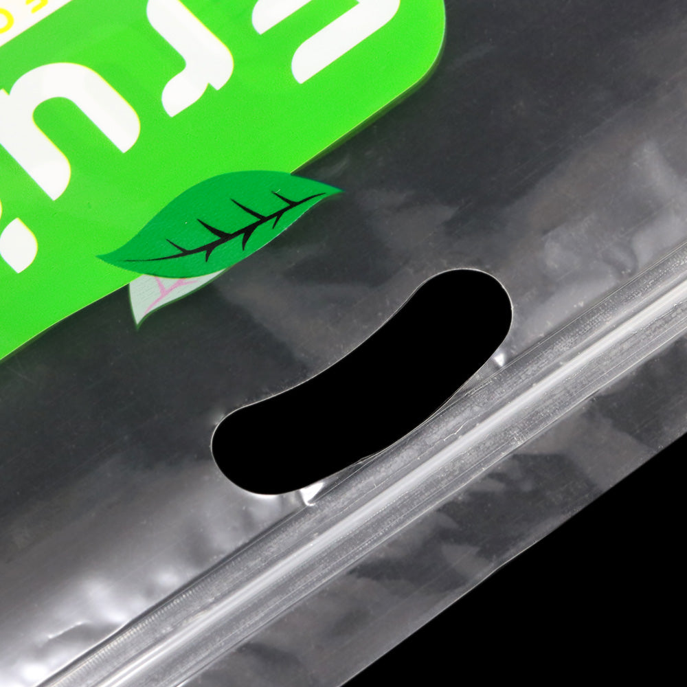 Fresh Clear Polyethylene Fruit Design Stand Strong® Bags with Die Cut Handles and Vent Holes