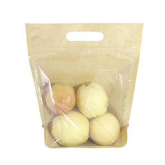 Clear Half Krafty Brown Stand Strong® Bags with Die Cut Handles