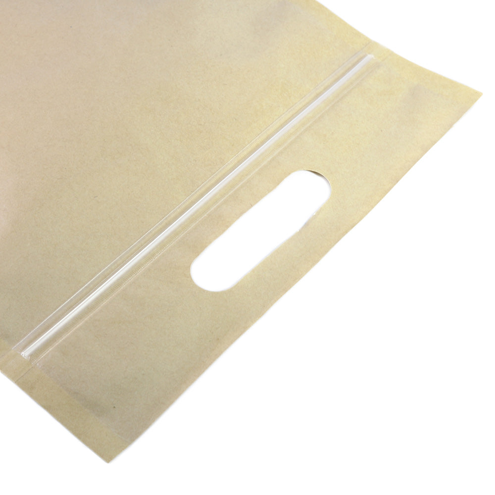 Clear Half Krafty Brown Stand Strong® Bags with Die Cut Handles