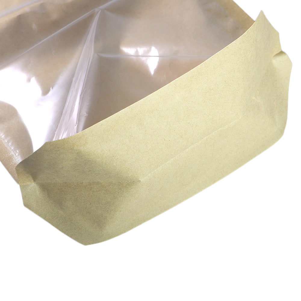 Clear Half Krafty Brown Stand Strong® Bags with Die Cut Handles