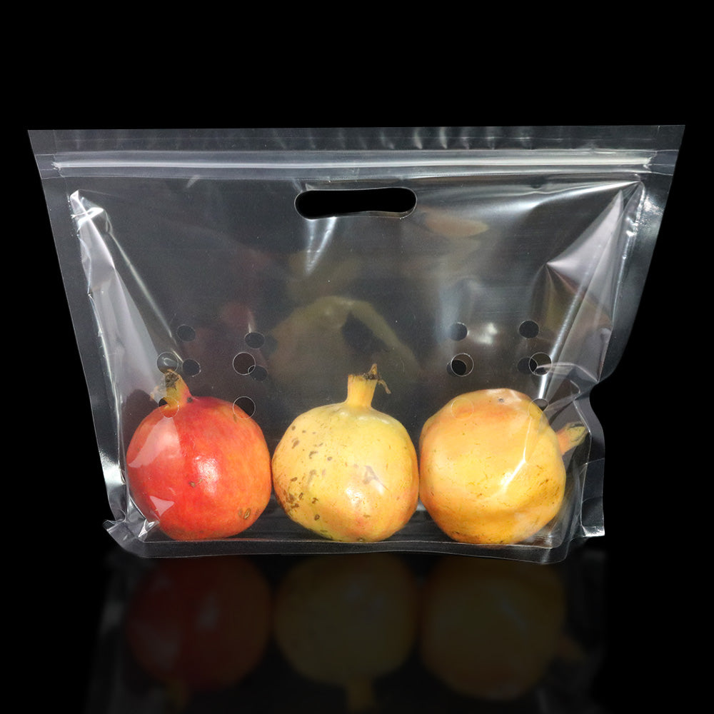 Holy Clear Polyethylene Stand Strong® Bags with Die Cut Handles and Vent Holes