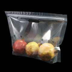 Holy Clear Polyethylene Stand Strong® Bags with Die Cut Handles and Vent Holes