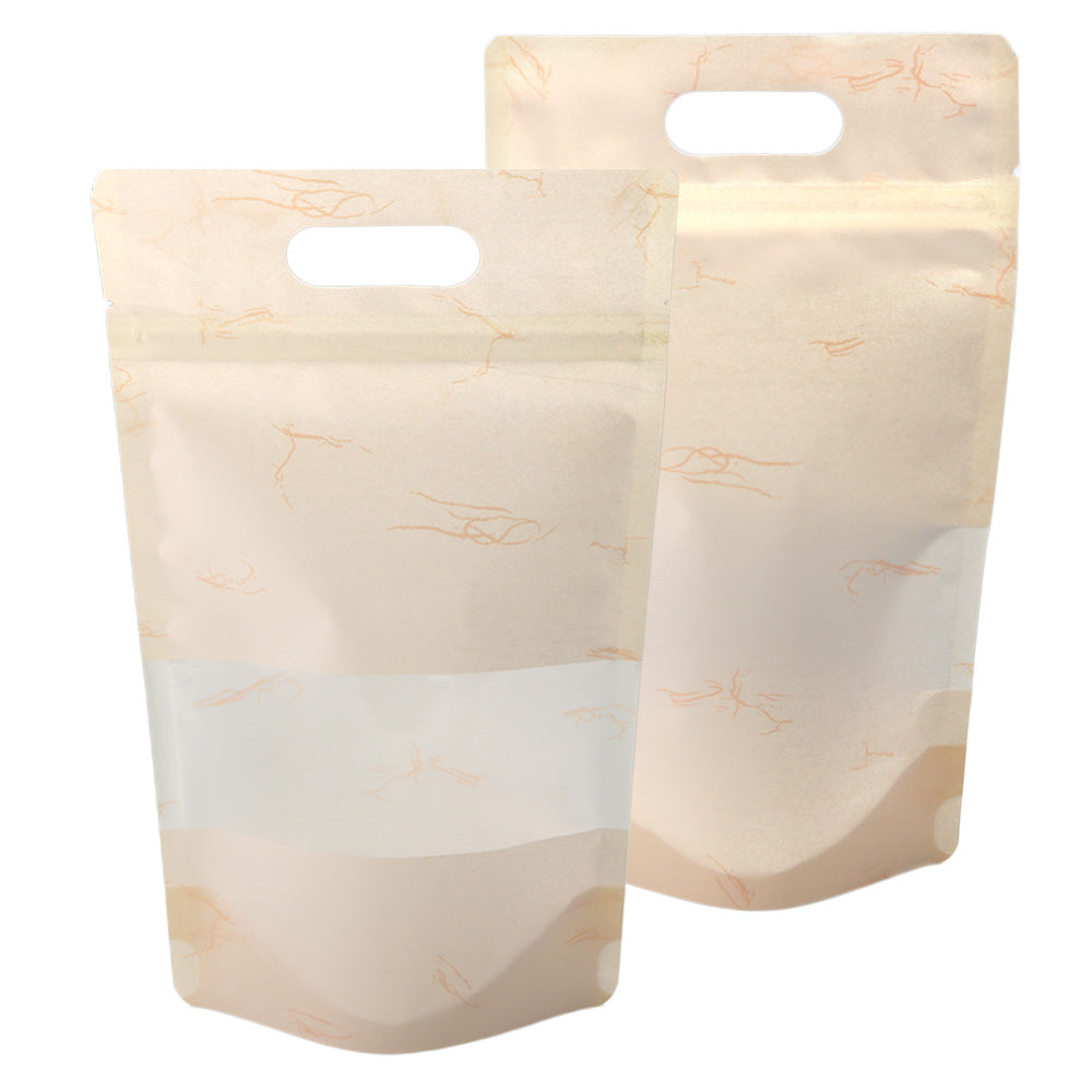 Matte Rice Paper Clear Window Stand Strong® Bags with Die Cut Handles