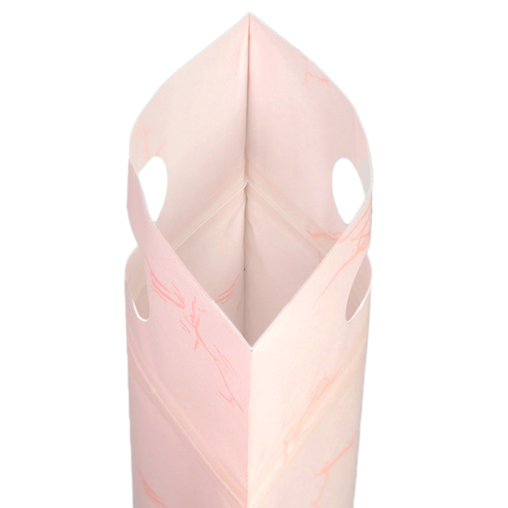Matte Peach Pink Rice Paper Clear Window Stand Strong® Bags with Die Cut Handles