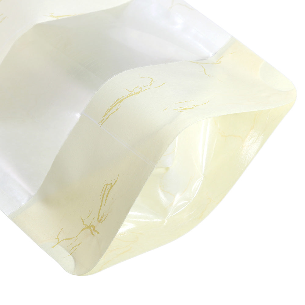 Matte Faded Yellow Rice Paper Clear Window Stand Strong® Bags with Die Cut Handles