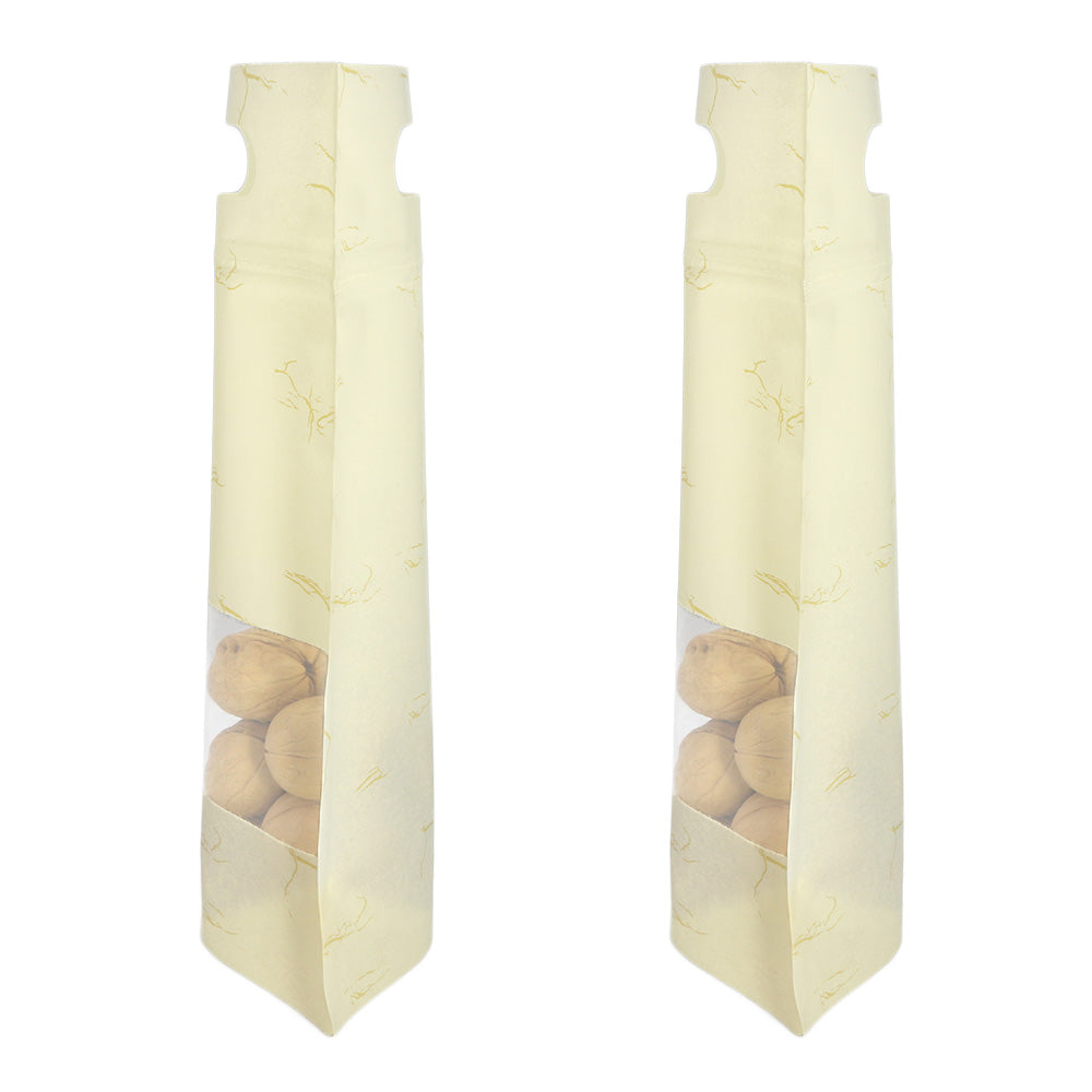Matte Faded Yellow Rice Paper Clear Window Stand Strong® Bags with Die Cut Handles