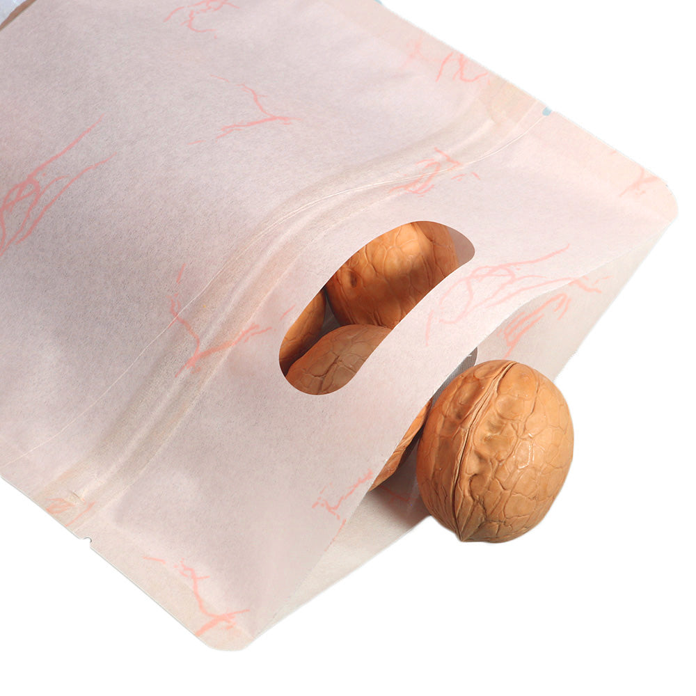 Matte Peach Pink Rice Paper Clear Window Stand Strong® Bags with Die Cut Handles