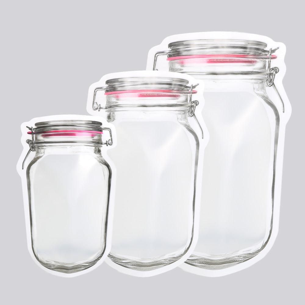 QQ Studio® Translucent Glass Bottle Shaped Jarring Red Lid Design Polyethylene Stand QuickQlick® Bags