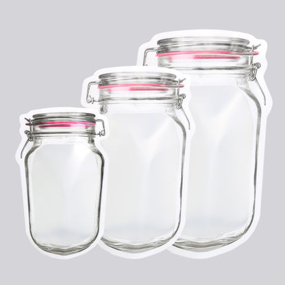 QQ Studio® Translucent Glass Bottle Shaped Jarring Red Lid Design Polyethylene Stand QuickQlick® Bags