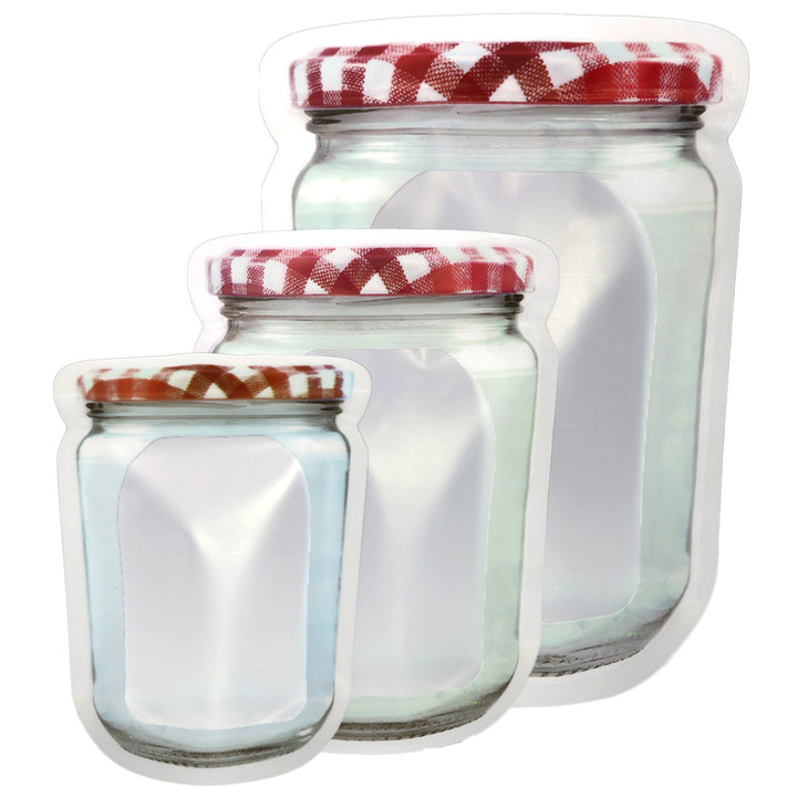 QQ Studio® Translucent Glass Bottle Shaped Red & White Lid Design Polyethylene Stand QuickQlick™ Bags