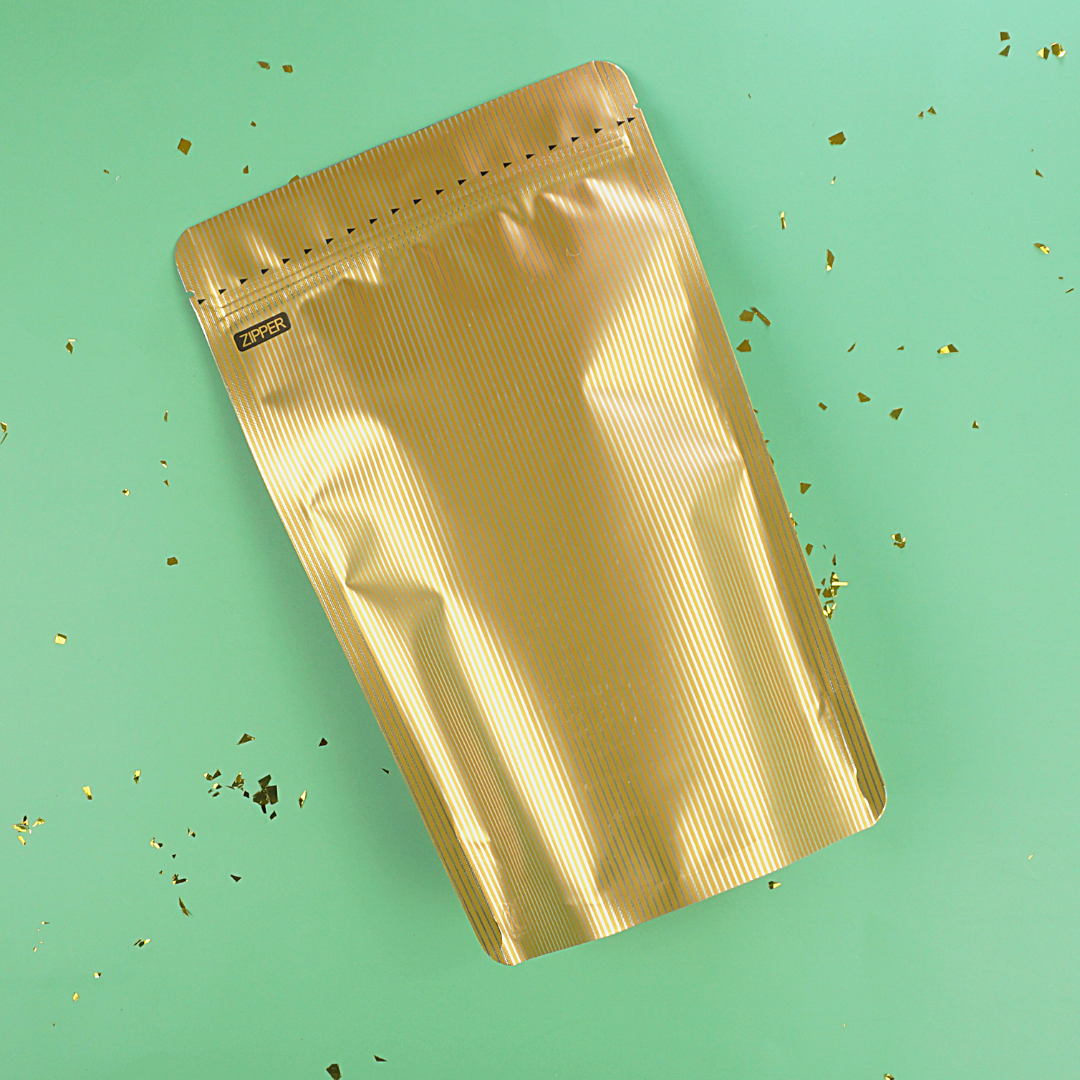 Double-Sided Rigid Gold Mylar Stand Strong® Bags
