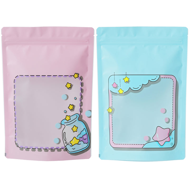 QQ Studio® Matte Starry Night Design Stand Strong® Bags with Frosted Window