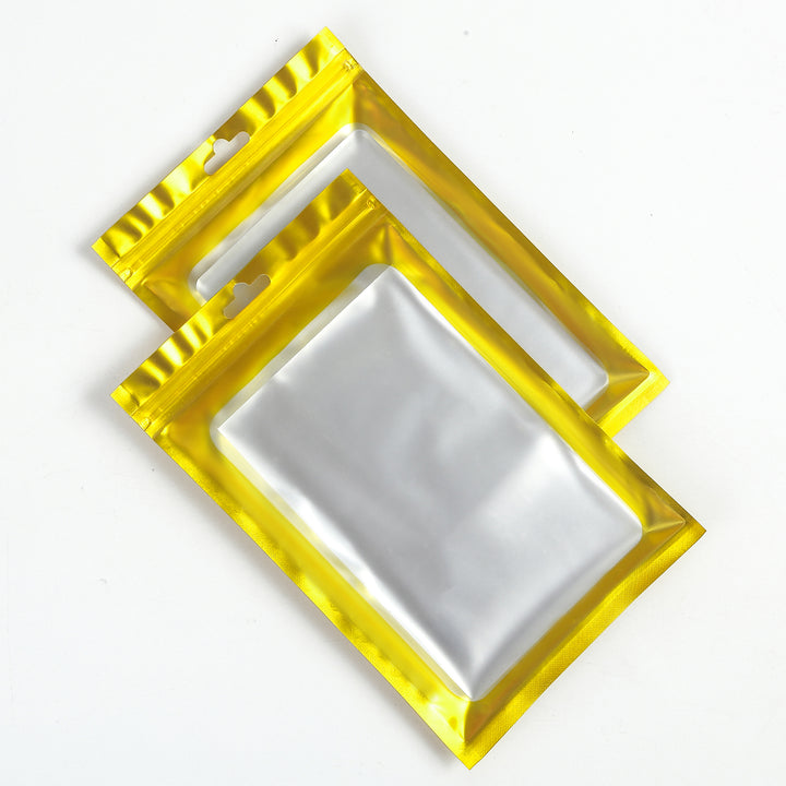 QQ Studio® Matte Going Out Gold Foil QuickQlick® Bags with Bordered Translucent Window and Butterfly Hang Hole