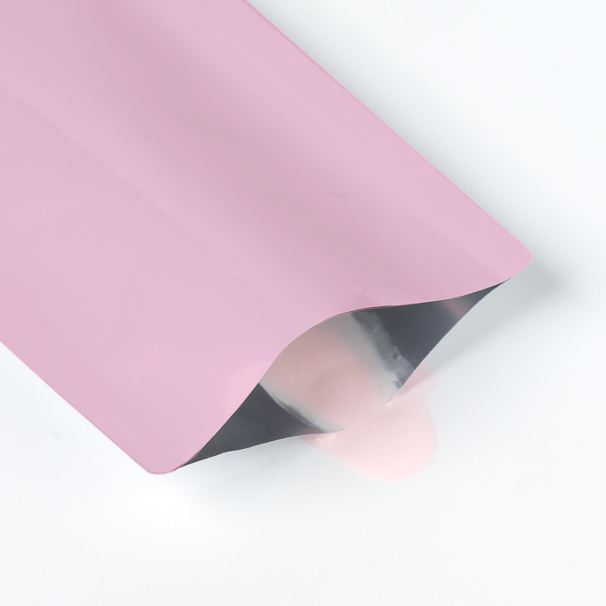 Glossy Valentine Pink Aluminum Bottle Shape Open Bottom Bags